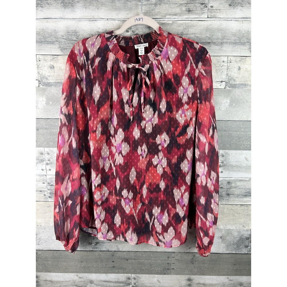 Tribal Jeans XL Mocked Cuff Neck Long Sleeve Blouse